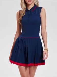 Colorful Polo Neck Tennis Dress Quick Drying Mini Skirt