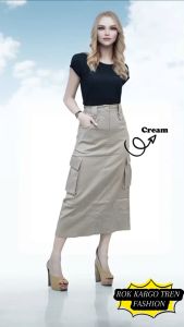 Rok Panjang Skirt Dizy Rok Cargo Katun Twill Combed Premium