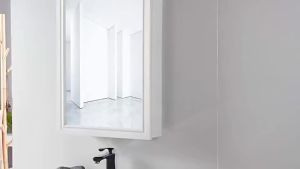 Aluminum Alloy Bathroom Mirror Cabinet Wall-mounted Bathroom Mirror with Backplane Waterproof Storage Small Apartment Mirror  Toilet Mirror Cabinet Locker