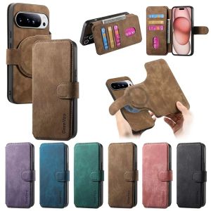 LS | Card Wallet Magnetic 2 In 1 Detachable Flip Card Slots Leather Case For Magsafe Google 10 11 Pro XL 6 7 8 9 Pro XL 7A 8A 9A 6A