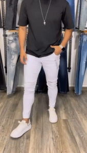 Men Denim Super stretch Skinny Slim Fit Pecil Jeans All Waist Straight Leg