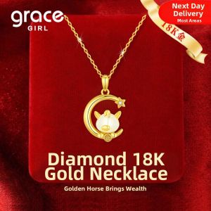 Grace Girl | Chinese Zodiac Gift Necklace Gold Diamond Jade