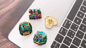 Bandai | 4/8pcs Adventure Enamel Pins Set Pixel Game Character Metal Lapel Brooches Cute Monster Decorative Badges for Backpack