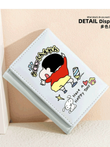 กระเป๋าสตางค์เด็กนักเรียนลายการ์ตูน กระเป๋าใส่เหรียญสั้น กระเป๋าใส่บัตร 2024 กระเป๋าสตางค์ผู้หญิงแบบพับได้ กระเป๋าสตางค์ PU สำหรับเด็ก