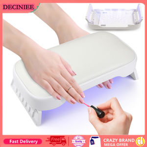 DECINIEE 2 In 1 Manicure Hand Pillow Leather Arm Rest Cushion Holder with LED Nail Dryer Professional 48W Strong NailGel Drying Machine