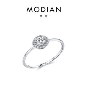 Modian 925 แหวนเงินสเตอร์ลิงพร้อมฝังเซอร์โคเนียเครื่องประดับแฟชั่นเรียบง่ายมีสไตล์สําหรับผู้หญิง