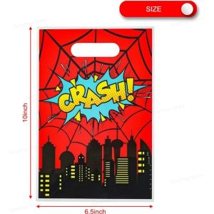 SuperHero Theme Party Favor Bags With Handle 50/10Pcs Plastic Gift Candy Bags for Baby Shower Boys Girls Birthday Party Supplies