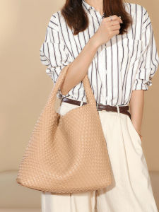 BYUELUN | Large Capacity Woven Soft Leather Lazy Style Tote Handbag