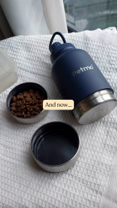 Petmo Petflask Insulated Stainless Steel Tumbler Detachable Food Water Bowl Human Dog and Cat 32oz Spout Lid