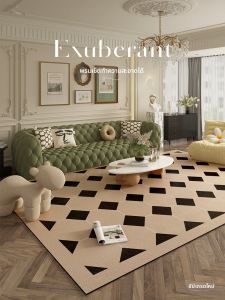 QINGGENGNONG | Vintage Check Pattern Floor Mat PVC Leather-like Wash-free Waterproof
