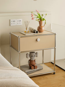 USM Module Cabinet Bedroom Living Room Sofa Side Table Stainless Steel Bedside Storage Cabinet Vintage Style Single Door