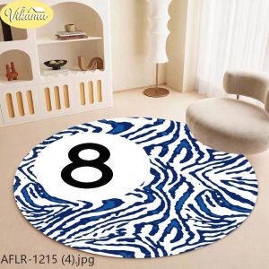 VIKAMA Round Rug Leopard Print Billiard 8 Ball Purple Design Flannel Carpet Non Slip For Living Room Bedroom Home Decor