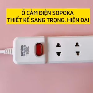 Ổ cắm điện liền dây chịu tải 1200W SOPOKA 3M16M1 công tắc an toàn
