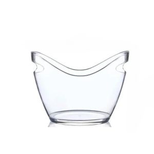 Clear 4L Ice Bucket Ice Shovel Plastic Beverage Tub for Wine Champagne Cocktail Bar Portable Fruit Storage Basket for Parties