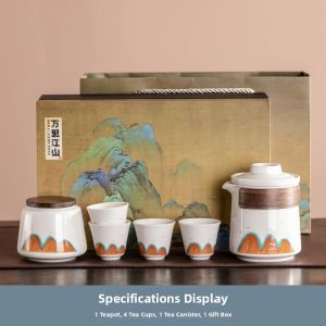 JIANGXU | Travel Outdoor Portable Tea Set Ceramic Quick Cup