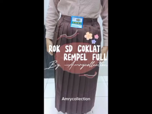 Rok Rempel Kain Drill Coklat Gelap Rok SD Model Rimpel Pinggang karet Bawahan anak perempuan MURAH Seragam sekolah terlengkap