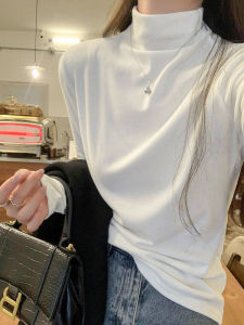 Half Turtleneck Bottoming Shirt Female Spring & Fall 2024 New Arrival Fancy White Dralon Fall and Winter Inner Wear Western Style Versatile Top