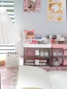 Small Desk Organizer With Drawer Office Desktop Storage Box Makeup Organizer Business Card/Pen/Pencil/Mobile Phone/Stationery