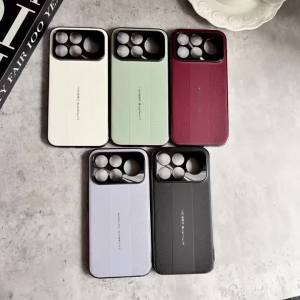 Case For POCO F9 Ultra F8 Pro Plating Frame Matte Diagonal Stripe Faux Leather F7 Shell Camera Lens Shockproof Hard Cover Fundas