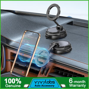 Vyvylabs Car Mount Magnetic Holder 360 Degree Rotation and Flipping Vacuum Suction Cup Version Adjustable Angles for Dashboard Windshield Windscreen for iPhone 16 1514 Pro Max