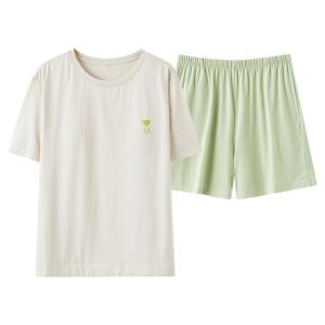 MiiOW | Ice Silk Short Sleeve Sleepwear Set For Women Thin One-Piece Home Clothes Comfortable Breathable Summer Nightgown With Chest Pad