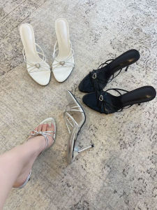 Elegant French Silver Heart High Heel Sandals for Women Perfect for Summer with Open Toe and Fashionable Rhinestone Detailing