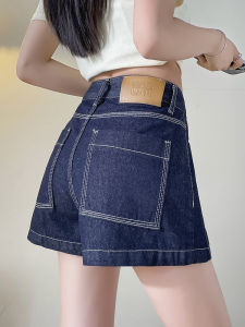 กางเกงขาสั้นผ้ายีนส์ยีนส์น้ำเงินเอวสูงหลวมๆ สำหรับผู้หญิงในช่วงฤดูร้อน กางเกงขายาวทรงเอหลวมๆ ทรงสลิมฟิต กางเกงขายาวทรงสลิมฟิต