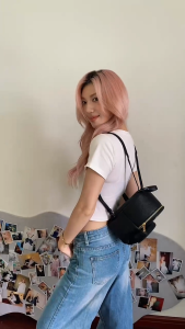 Disney New Mickey Korean Style Dual Black Should Bag Backpack Leather Luxurious Adjustable Strap for Women