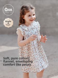 OAK FAMILY | Sleeveless Lace Floral Girls Cotton Dress