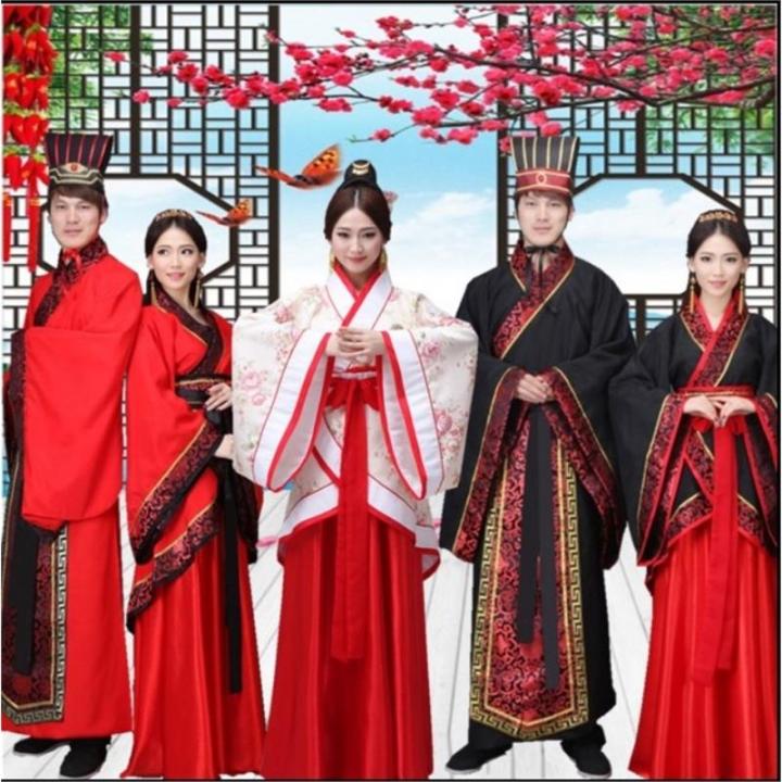 Han Chinese Clothing Male and Female Adult Tang Suit Fairy Princess Couple Performance Costume Jacket and Dress Wide Sleeve Traditional Classical Chinese Style Lazada PH