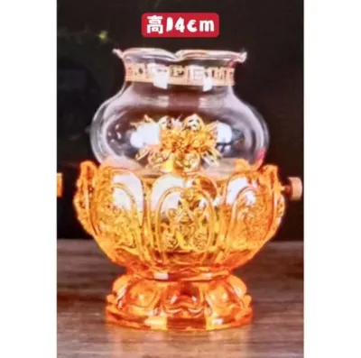 八吉祥水晶油灯杯（高14cm）－Ceramic Buddhism Clyster Oil Lamp（H14cm）