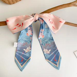 Original Narrow Long Small Silk Scarf Women Double Sided Sweet Ties Bag Hair Braid Hairband Decoration Necktie Summer Fashion