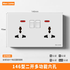 ช่องเสียบไฟสีขาว V9 แบบ 146 ช่องเสียบไฟหกหลุมแบบสองทางพร้อมสวิตช์ สไตล์อังกฤษ ฮ่องกง เวอร์ชั่นยุโรป ใช้งานได้ทั่วไป