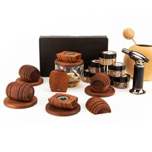 Cocktail Barrel Smoker Set Wood Hood Smoker With4 Flavor Wood Chips Multi-Style Suits For Whiskey Bar Old Fashioned Drink Smoker