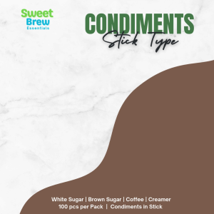 Condiments (STICK Type) By 10 PACKS IN A BOX - White & Brown Sugar Creamer Coffee