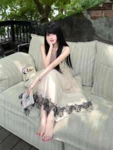 CHANGTONG | Elegant V-Neck Strap Dress Slim Waist