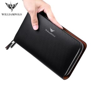 WILLIAMPOLO Men Clutch Bag Large Capacity Men Wallet Cell Phone Pocket Passcard Pocket High Quality Multifunction Wallet For Men