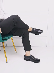 Brand GenGeGo (3 Days Delivery)COD Fashion Loafer Black Casual Slip On Flat Leisure Office School Shoes Leather Shoes Men