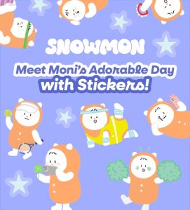 Sticker Snowmon Ngày tập luyện của Moni - Hình dán sticker Snowmon đáng yêu