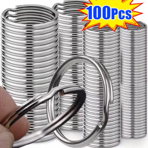 20/100/200pcs Stainless Steel Key Ring / 25mm Round Flat Split Keyrings / Polished Metal Key Chain for DIY Jewelry Making Keychain Accessories