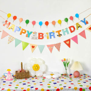 Happy Birthday Banner Backdrop Birthday Party Decoration Colorful Paper Flags Birthday Party Decorations Supplies Decor