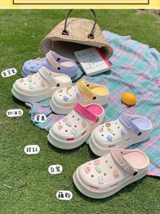[READY STOCK🇲🇾] New Elegant Women Flat Sandals with Cute Cartoon Rabbit Charms Comfortable Slip-On Summer Beach Slides Outdoor Slipper Sandal