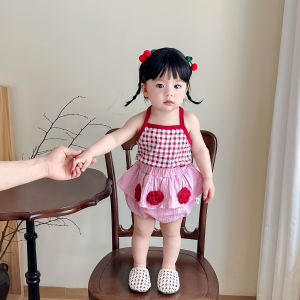 Summer Outfit for Girls Thin Strap Vest And Bloomer Pants Baby Girl Clothes Cute Floral Print Moisture Wicking Non-Dungaree