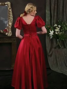 GAUN WEDDING DRESS MERAH MUTIARA A LINE KWHWR MAXI DRESS PESTA MALAM