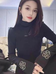 เรียบหรู สูง ปกเสื้อ เสื้อยืดแขนยาว ผู้หญิง ฤดูหนาว สลิมฟิต ประดับเพชร ผ้าขนแกะ เสื้อฐานเรียงราย สไตล์เกาหลี เสื้อท่อนบน