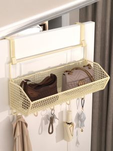 Modern Minimalist Iron Door Back Hanging Storage Rack Bag Organizer Bedroom Wall Mounted Narrow Shelf Multi-Function Storage Shelf