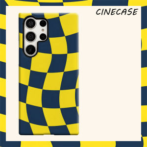 Twisted Yellow Navy Plaid For Samsung Galaxy S26 S25 S24 A56 A36 Dual Layer Luxury Fashion Full Lens Protective Case