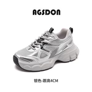 Giày Thể Thao Thường Ngày Cho Nữ Mùa Thu Năm 2025 Giày Đế Dày Thoáng Khí Màu Bạc Phong Cách Bố Mẹ Thời Trang Đa Năng