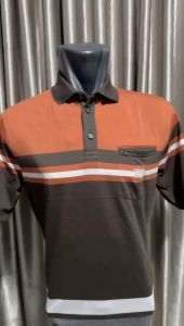Kaos CRS 91 Fashion Pria Kerah Polo Garis Kombinasi Lengan Pendek Top Kasual Brand Dengan Model Terbaru (Kancing dan Kantong Saku Hidup)