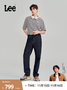 Lee753 Mens Comfortable Straight Leg Jeans Casual Slimming Trendy Water Wash Denim Pants Long Trousers Cotton 100%